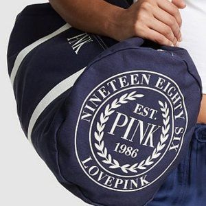NWT PINK Victoria's Secret dark Navy White Canwas Duffle Bag August 2023